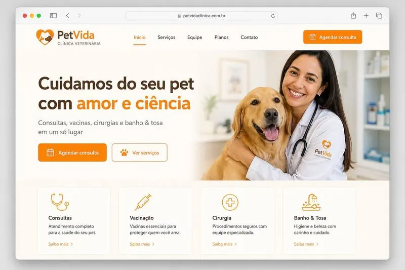 Site para clínicas veterinárias e pet shops